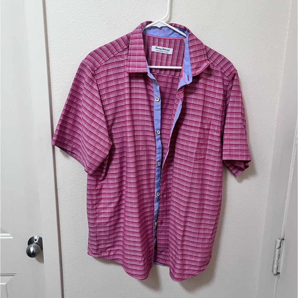 •TOMMY BAHAMA• The Coconut Point Pink Button Up Striped Size Large